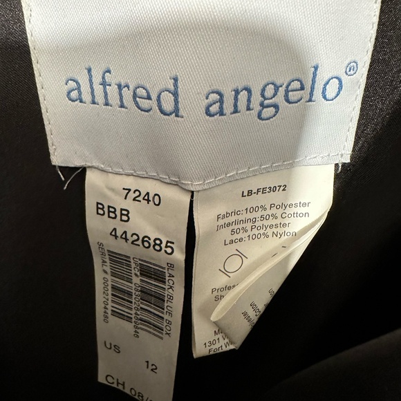 NWT Alfred Angelo Black-Blue Box Black Lace Mini Dress - size 12 - Picture 5 of 5